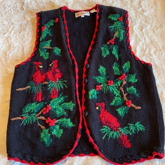 Bechamel Medium Partridge Pear Tree Ugly Christmas Vest - Picture 8 of 10